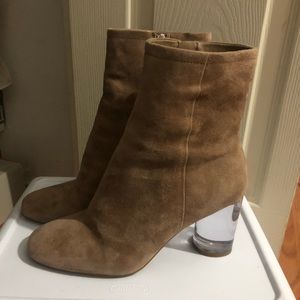 Jessica Simpson camel heeled lucite boot size 8